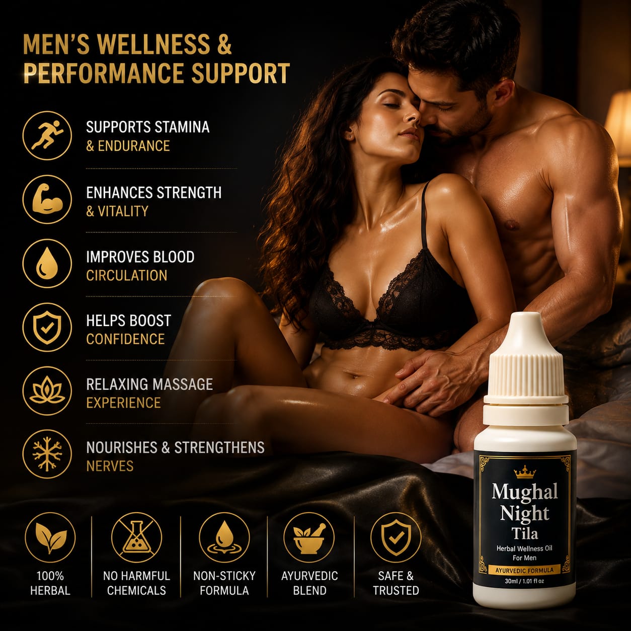 Mughal Night Tila – Premium Herbal Massage Oil